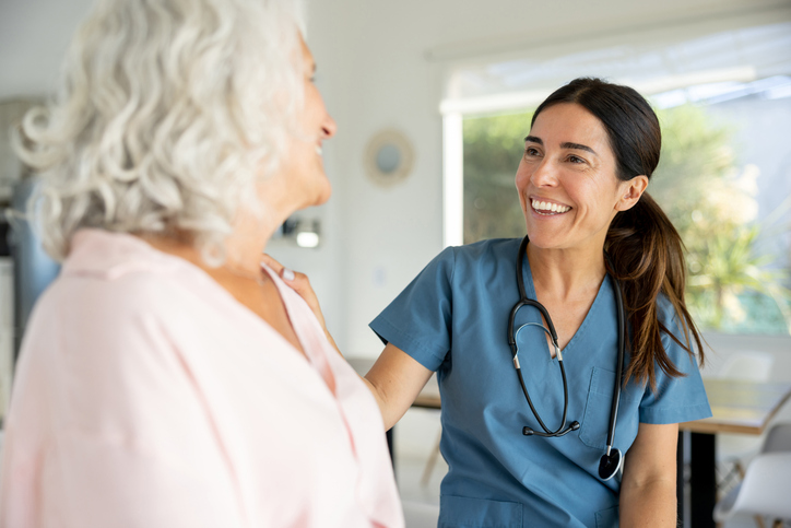 caregiver with woman