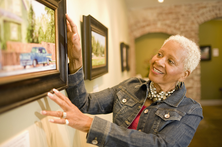 female in art gallery