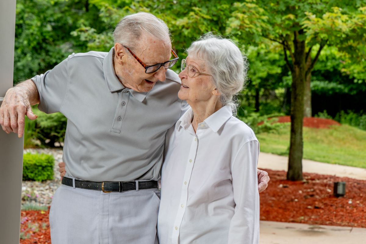 older adult couple outdoors