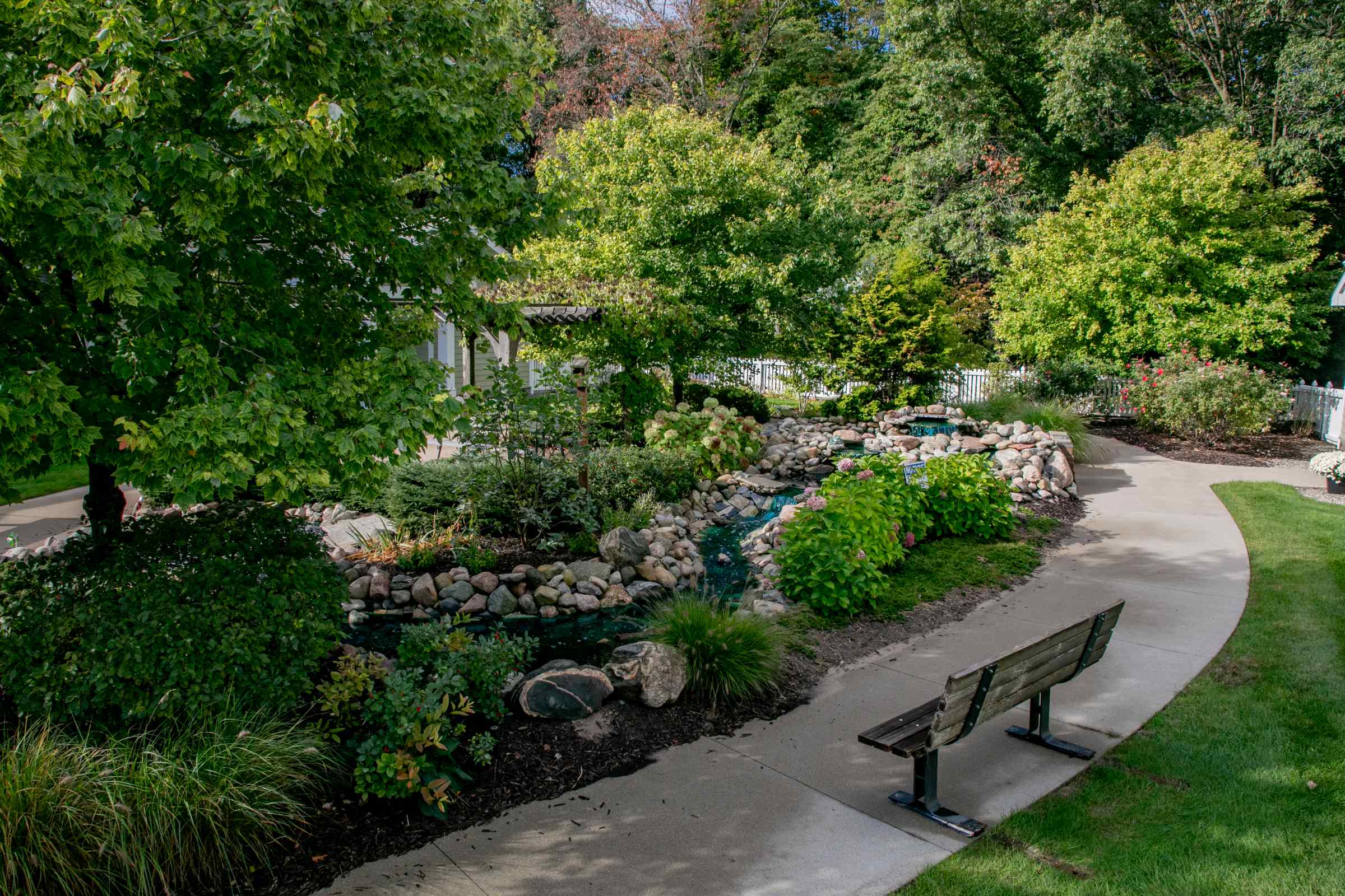 water feature in courtyard