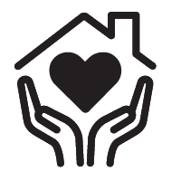 heart in hands and house icon
