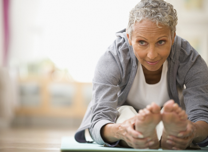 senior female stretching