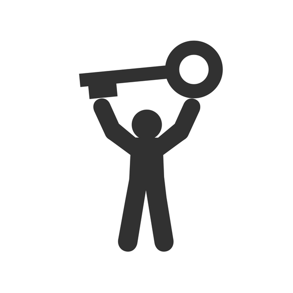 icon of individual holding key to represent independence