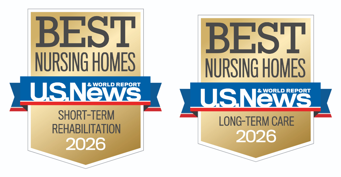 U.S. News & World Report Best Nursing Homes Short-Term Rehabilitation and Long-Term Care award badges